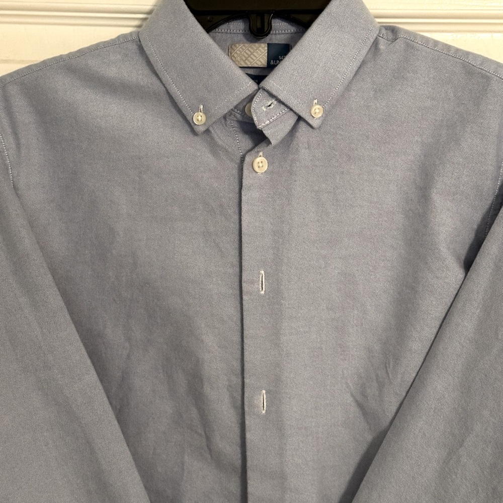 Men’s 14th & Union Extra Trim Fit Button Front Button Down Shirt Blue Size Small